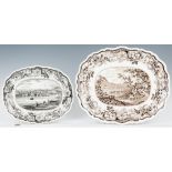 2 Historical Staffordshire Platters, Hudson River Views