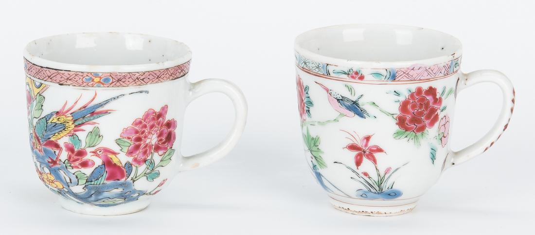 7 Famille Rose Porcelain Tea Cups, Saucers - Image 9 of 18