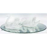 Pair of Lalique Cygnes Swans with Mirror