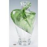 Lalique Green & Clear Tanega Vase