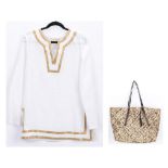 Michael Kors Embossed Snake Tote; Linen Top, NWT