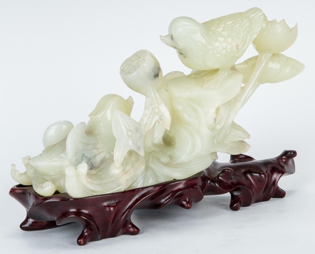 Chinese Carved Jade Bird Figural w/ Stand - Image 5 of 10