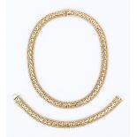 Italian 14K Necklace; Bracelet Set, 70.3 gr.