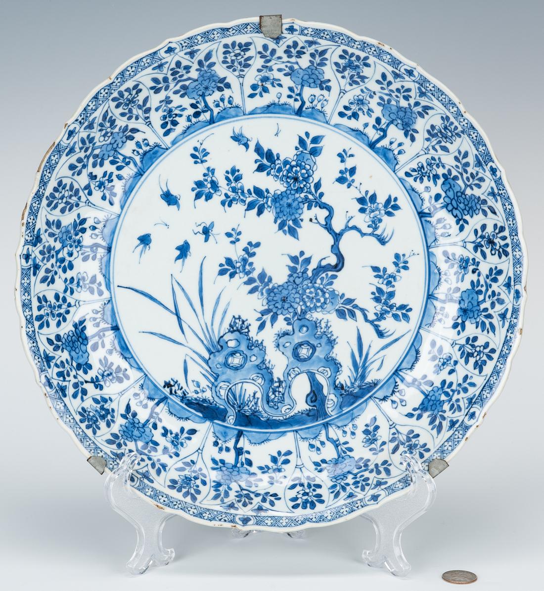 Large Blue & White Charger, poss. Ming or Yuan