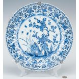 Large Blue & White Charger, poss. Ming or Yuan