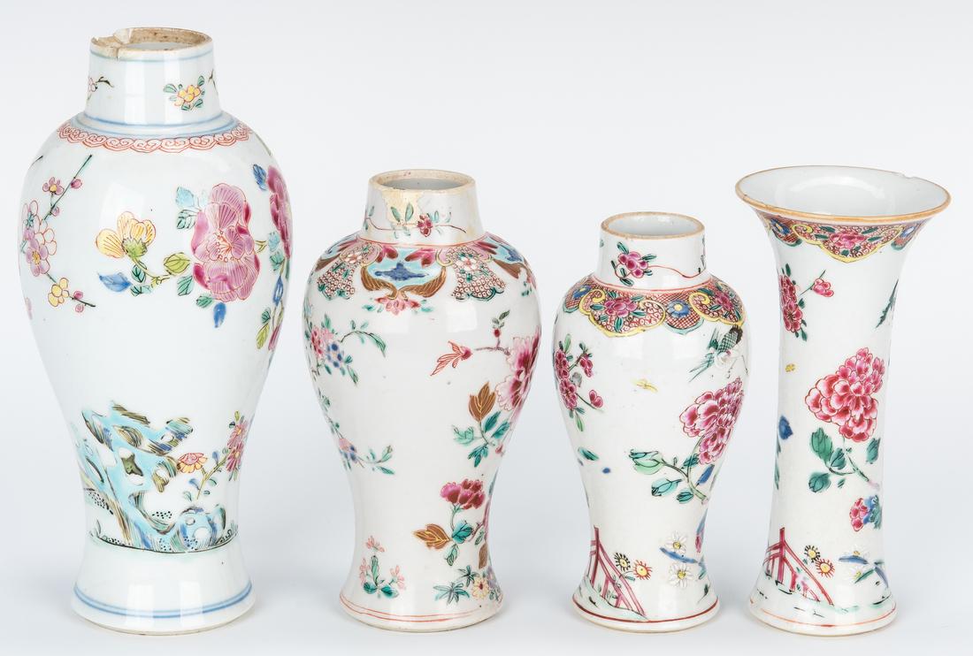 4 Famille Rose Export Porcelain Vases - Image 5 of 21