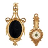 Giltwood Barometer Style Clock & Neoclassical Gilt Mirror