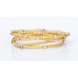 Italian 18K Satin Rope Diamond Bracelet