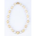 White, Lt. Golden South Sea Pearls w/ Dia. Clasp