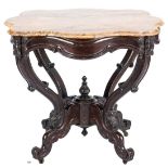 American Rococo Rosewood Table w/ Marble Top