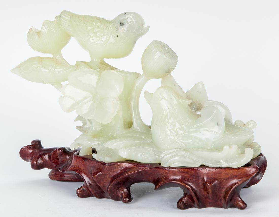 Chinese Carved Jade Bird Figural w/ Stand - Image 3 of 10