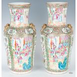 Pr Chinese Export Rose Medallion Vases