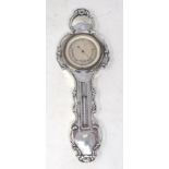A late Victorian/Edwardian novelty silver miniature barometer, with thermometer, marks rubbed, 20.