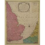 The German Ocean. A coloured map, An Accurate Map of the East Part of England with the Parts of