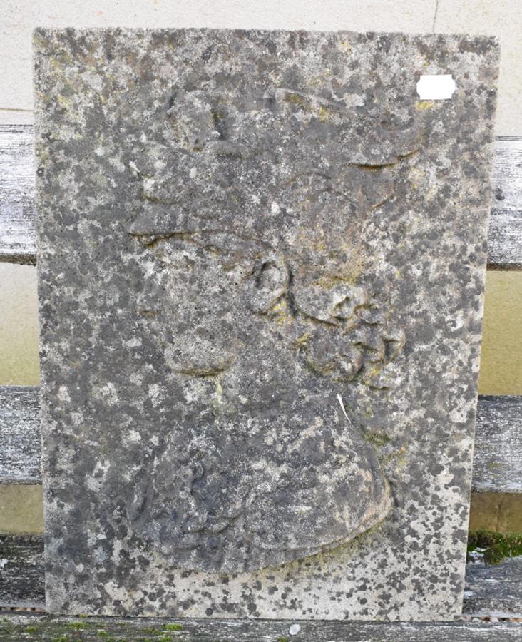 A pair of reconstituted stone portrait relief plaques, 39 cm wide (2) - Image 2 of 2