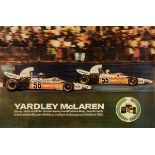 A Yardley McLaren promotional advertising poster, depicting Denny Hulme and Peter Revson driving