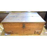 An early 19th century oak tabletop chest, 62 cm wide