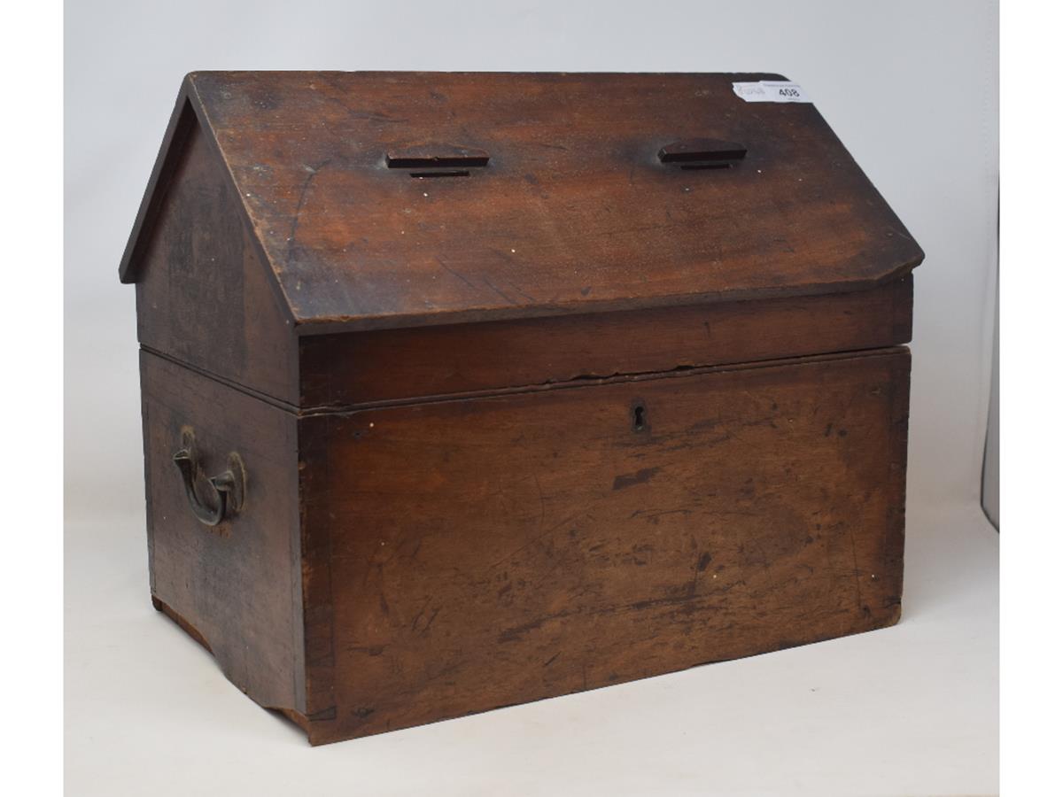 A Victorian offertory style box or ballot box, 43 cm wide