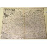 Surrey. An Emanuel Bowen tinted map, An Accurate Map of the County of Surrey; Divided into its