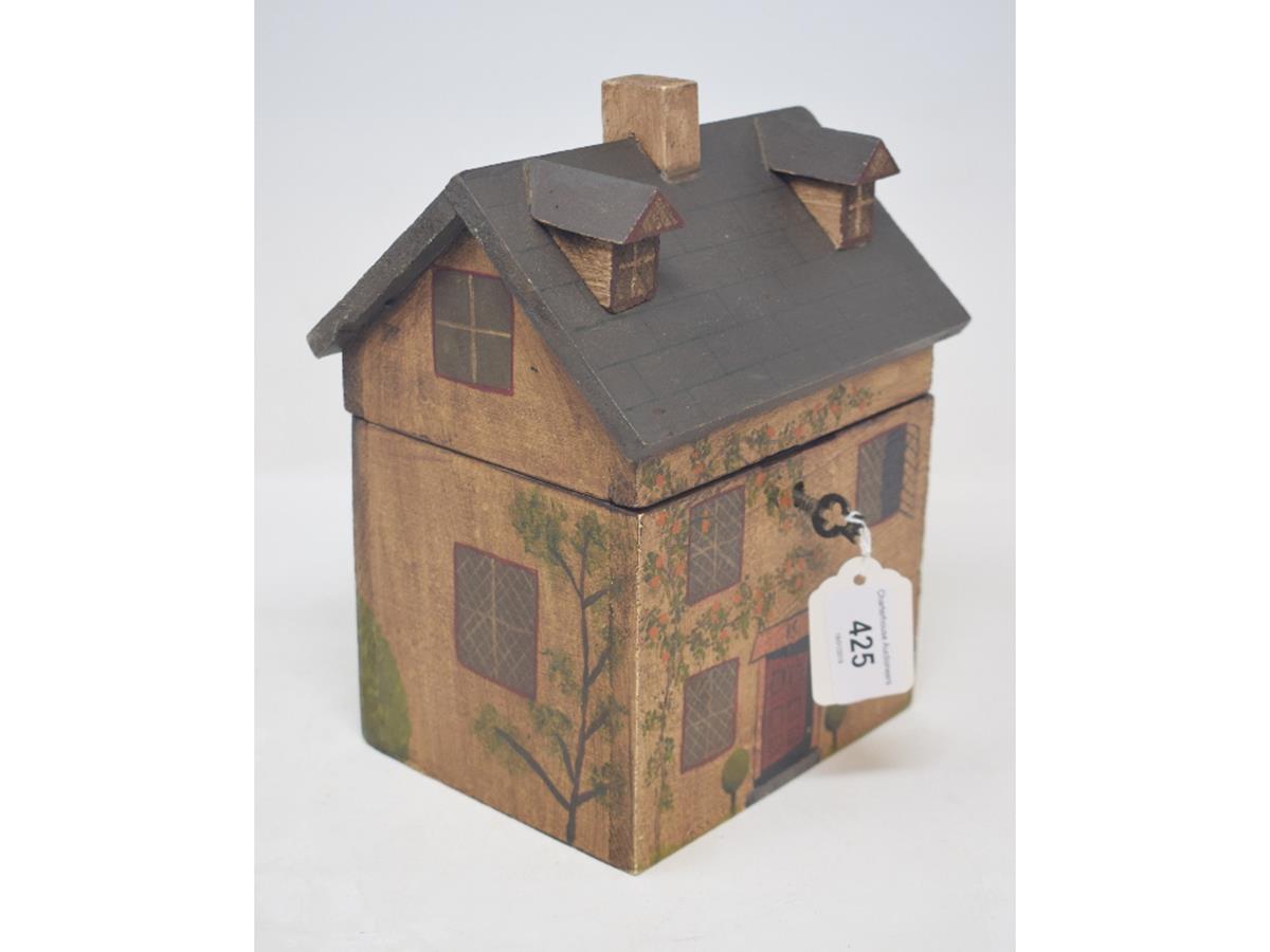 A tea caddy, in the form of a house, 6 cm wide Modern