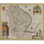 Lincolnshire. A Blaeu coloured map, Lincolnia Comitatus Anglis Lincoln Shire, 42.5 x 55 cm See