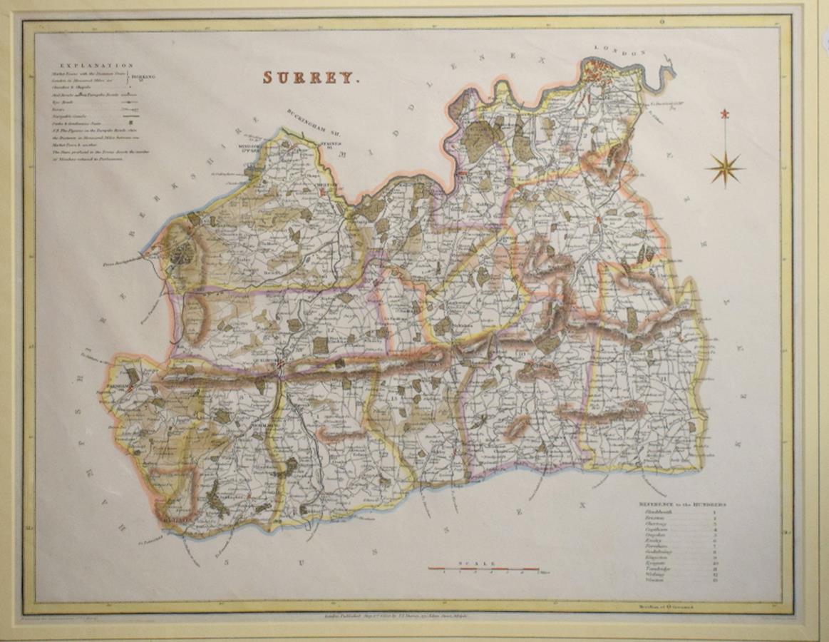 Surrey. A John Heywood map, A Map of Surry, Engraved from an Actual Survey with Improvements, 36.5 x - Bild 3 aus 3