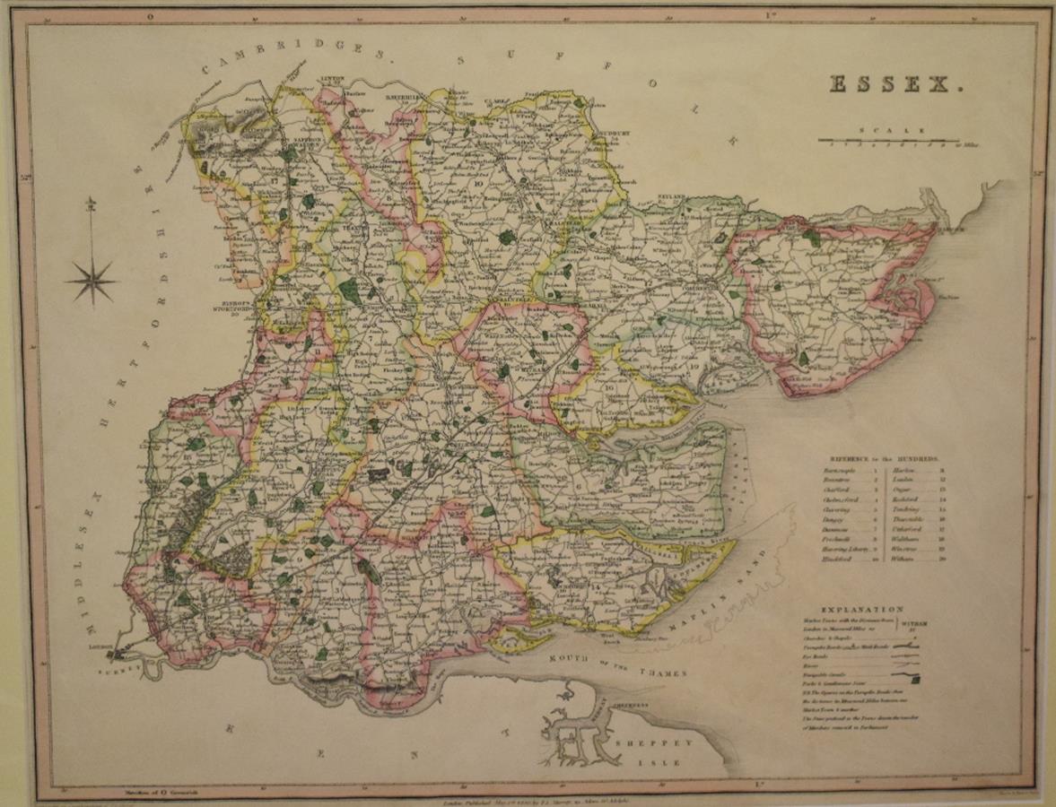 Berkshire. A coloured map, Berkshire, mounted, 35 x 41.5 cm, another coloured map, Essex, mounted, - Bild 3 aus 3