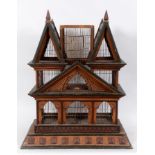 A 19th century birdcage, with painted decoration, 81 cm wide See illustration