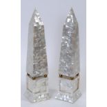 A pair of marble obelisks, covered with mother of pearl, 54 cm high (2)