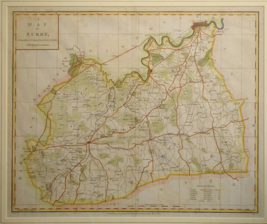 Surrey. A John Heywood map, A Map of Surry, Engraved from an Actual Survey with Improvements, 36.5 x