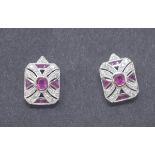 A pair of Art Deco style 9ct gold, ruby and diamond stud earrings Modern