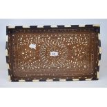 An Indian inlaid rosewood tray, decorated foliage, 46 cm wide