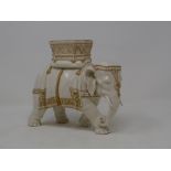 A Worcester vase, in the form of an elephant, with gilt decoration, some damage and repair, 19 cm