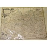 Surrey. An Emanuel Bowen tinted map, An Accurate Map of the County of Surrey; Divided into its