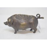 A novelty table bell, in the form of a pig, 9 cm high Modern