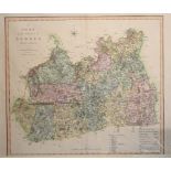 Surrey. A John Cary coloured map, A New Map of Surry, divided into Hundreds Exhibiting It's Roads,