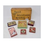 Assorted vintage French games, in a French box and cover, 26.5 cm wide