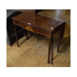 A 19th century inlaid mahogany serpentine front card table, on tapering square legs, 90 cm wide