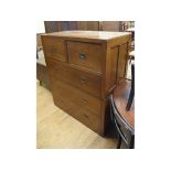 A teak campaign chest, in two sections, 117 cm wide