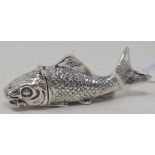A novelty silver vesta case, in the form of a fish, 8 cm Modern