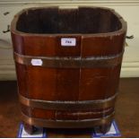 A wooden planter, of rectangular form, bound in brass, 41 cm wide