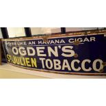 An enamel advertising sign, Ogdens St Julien Tobacco, Smokes Like A Havana Cigar, 185 cm wide Report