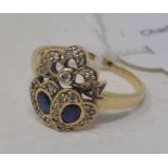 A 9ct gold, sapphire and diamond sweet heart ring, approx. ring size Q Modern