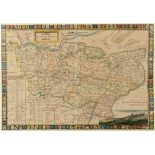 Kent. A John Harris coloured map, A Map of the County of Kent, with a vignette of Dover Castle and