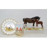A Beswick Mare and Foal, brown and chestnut, 1811, base chipped, a Mallard Duck, 749, wing restored,