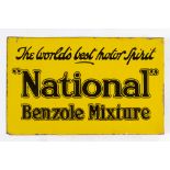 A double sided enamel advertising sign, The World's Best Motor Spirit National Benzole Mixture, with