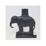 A Victorian cast iron elephant and castle doorstop, 31 cm high