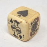 A bone die box, with assorted dice Modern