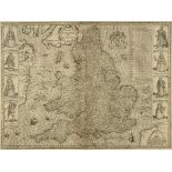 England. A John Speed map, The Kingdome of England, with vignettes of figures, including A