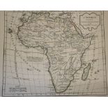 The Four Continents, a set of four Robert De Vaugondy tinted maps, L'Afrique, L'Asie, L'Amerique and